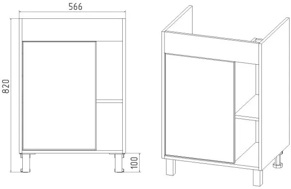 Тумба VIANT "Бостон" COMO 60 1 ств графит 430х560х820 (VBOS60COG-T1ST)