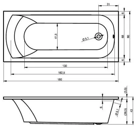 Ванна акриловая Riho Miami B061001005 180x80
