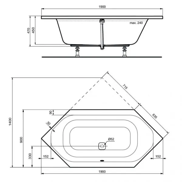 Акриловая ванна Ideal Standard Tonic II K746901 190x90