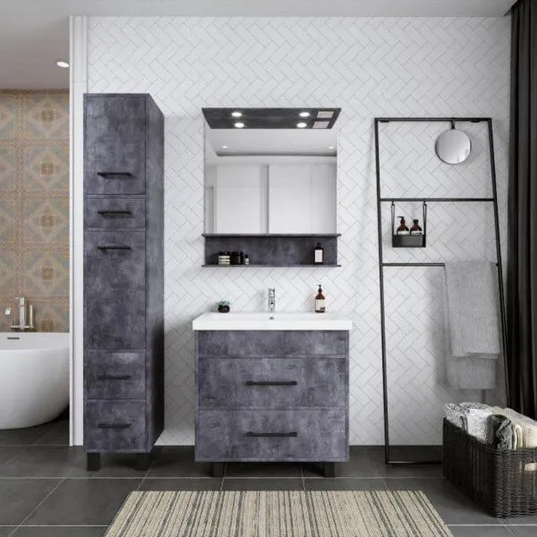 Тумба под раковину напольная Бриклаер ЧИЛИ цемент, 80 см