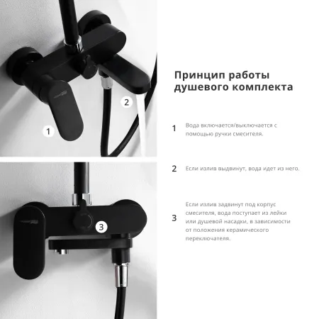 Душевая система WasserKRAFT Elbe 7400 A17401 черный