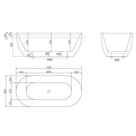 Акриловая ванна BelBagno BB70-1500-800