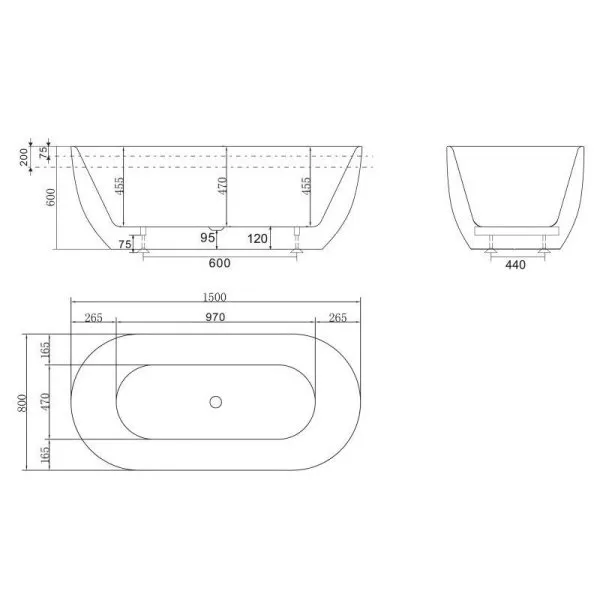 Акриловая ванна BelBagno BB70-1500-800