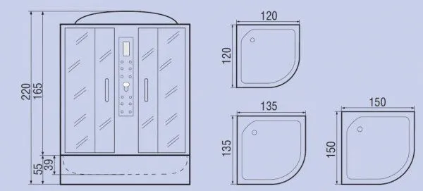 Душевая кабина River Temza 150/150/55 ТН