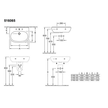 Раковина Villeroy & Boch O.Novo 51606501 65 белая