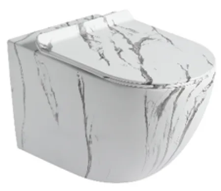 Унитаз подвесной Ceramalux 2213-K, белый мрамор