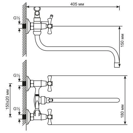 Смеситель для ванны и умывальника MIXLINE ML10-02 (522151)