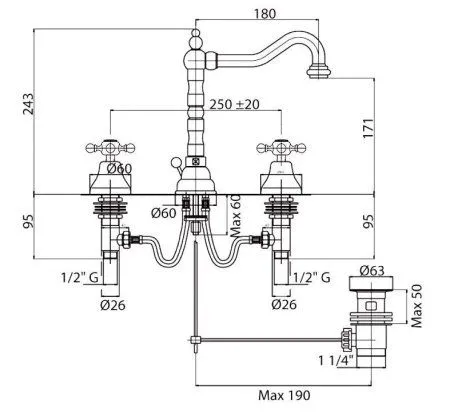 Смеситель Cezares Golf GOLF-BLS2-02 для раковины