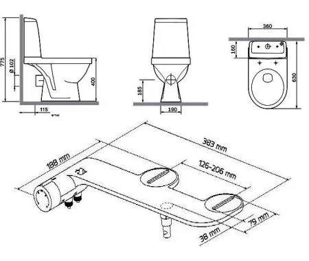 Унитаз-компакт Damixa Origin Evo 2 421788607SC с приставкой биде и сиденьем микролифт