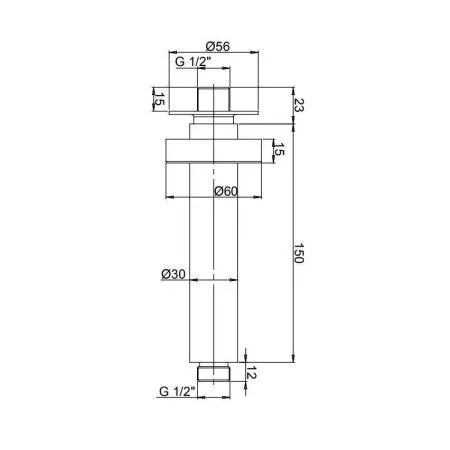 Потолочный крепеж для душа 150 мм. круглый Paini, черный матовый