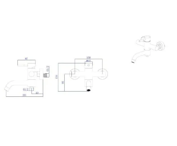 Смеситель для ванны RUSH Melos с коротким изливом (SUS1101-44)