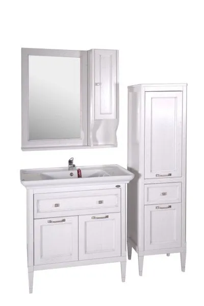 Зеркало ASB-Woodline Гранда 60 Белый Патина Серебро (11483/1)