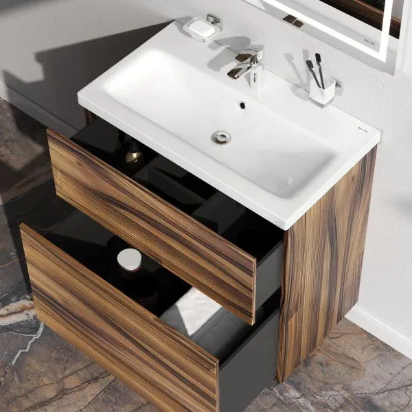 База под раковину, напольная, 75 см, 2 ящика, орех AM.PM Gem M90FSX0752HF