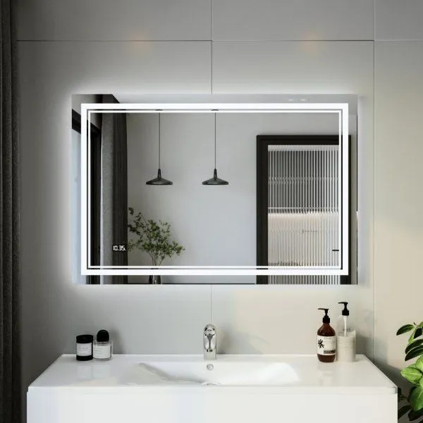 Зеркало Бриклаер Эстель-2 120 с подсветкой LED, на взмах руки, часы