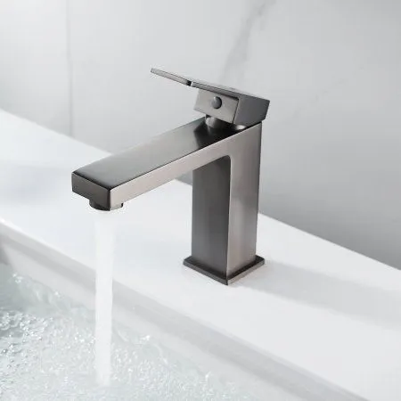 Смеситель для раковины однорычажный с гайкой Shevanik S9601T, Оружейная сталь