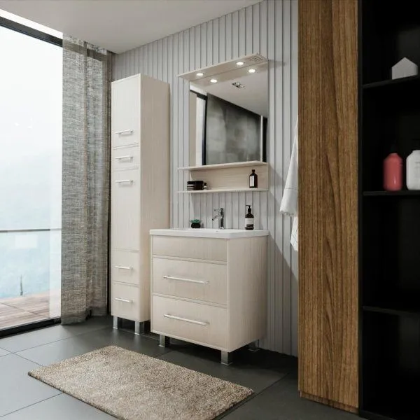 Тумба под раковину напольная Бриклаер ЧИЛИ светлая лиственница , 70 см