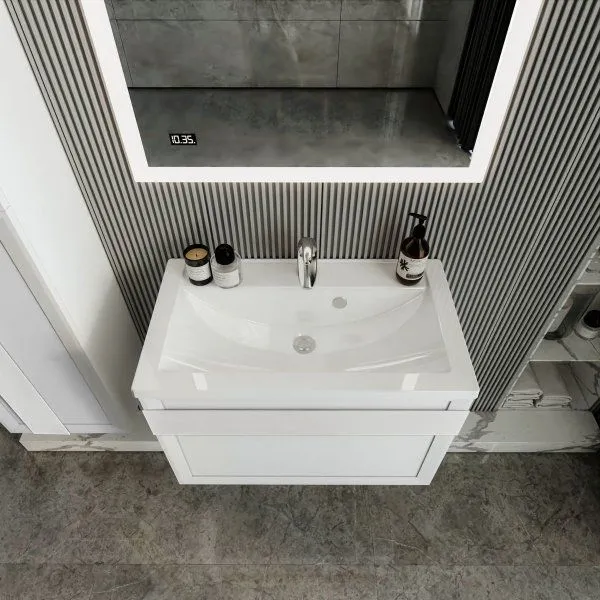 Тумба под раковину подвесная Бриклаер БЕРЛИН белый , 80 см