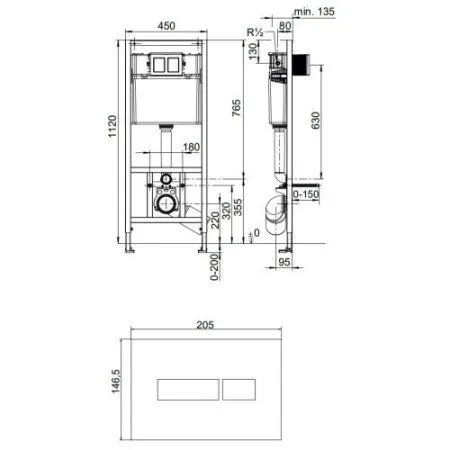 Комплект Omnires Tampa TAMPASETBPBP подвесной унитаз + инсталляция + кнопка смыва белая