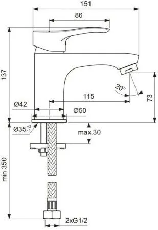 Смеситель для раковины Vidima Meloy, хром (BA409AA)