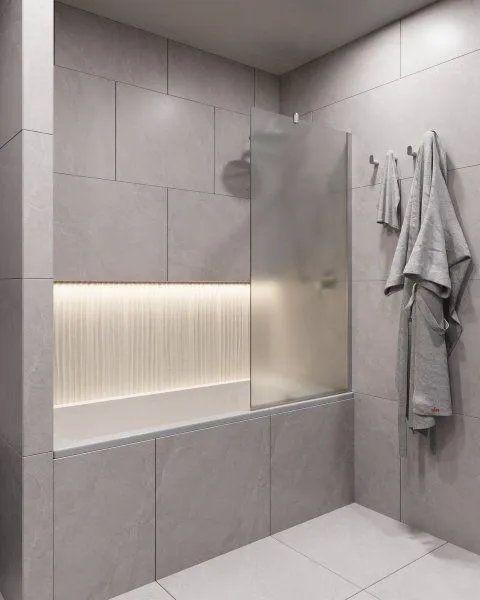 Шторка для ванны Timo TC-60/00F-8 в узком профиле 1400*600, стекло матовое 8 мм (T16)