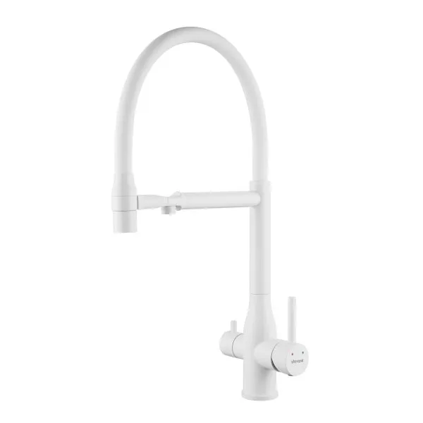 Смеситель для кухни с гибким изливом, с подключением фильтра Shevanik S378C, Белый