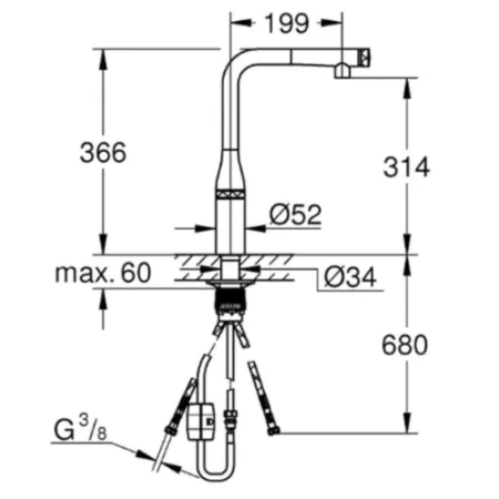 Смеситель Grohe Essence SmartControl 31615GN0 золото матовое
