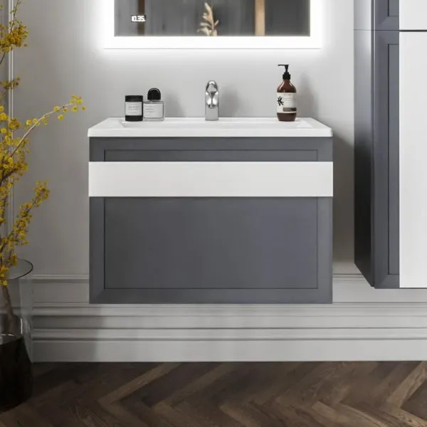 Тумба под раковину подвесная Бриклаер БЕРЛИН оникс серый, 80 см