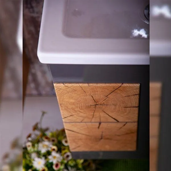 Тумба под раковину подвесная Бриклаер Форест дуб золотой/антрацит, 50 см