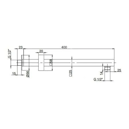 Кронштейн для верхнего душа Paini 50MPPZHH74MO5QTTQ4UU0 400 мм, квадратный, черный брашированный PVD