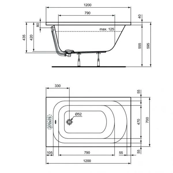 Акриловая ванна Ideal Standard Simplicity W004001 120x70