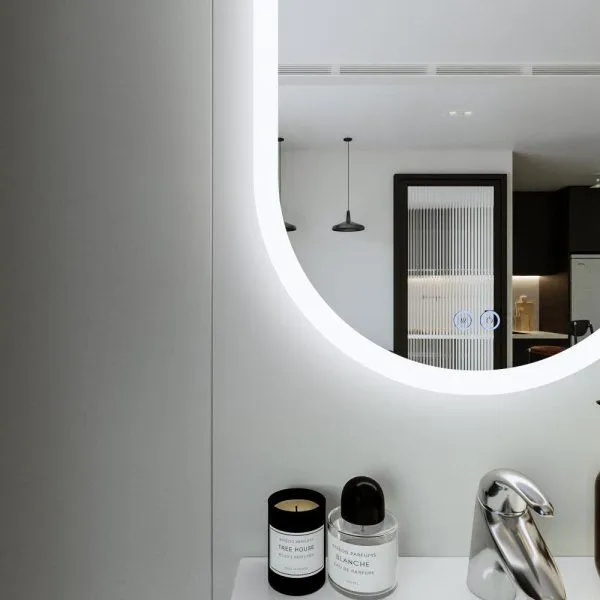 Зеркало Бриклаер Вега 55 овал, голосовое управление, сенсор на зеркале, подогрев