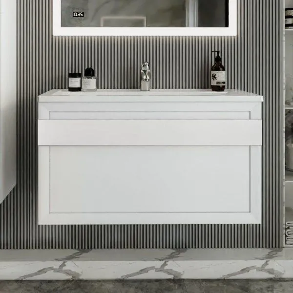 Тумба под раковину подвесная Бриклаер БЕРЛИН белый , 100 см