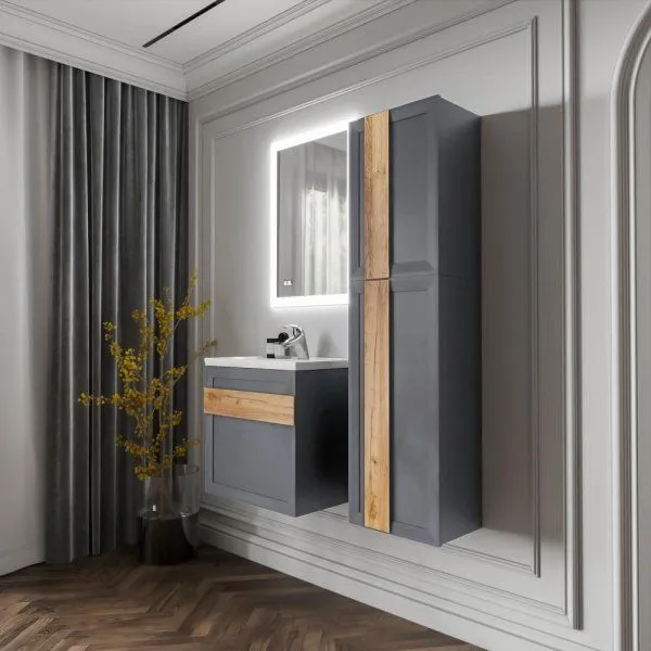 Тумба под раковину подвесная Бриклаер БЕРЛИН оникс серый, 60 см