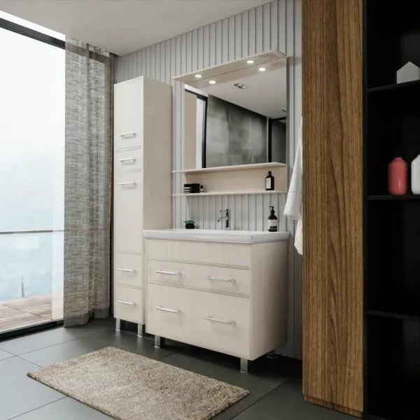 Тумба под раковину напольная Бриклаер ЧИЛИ светлая лиственница , 90 см