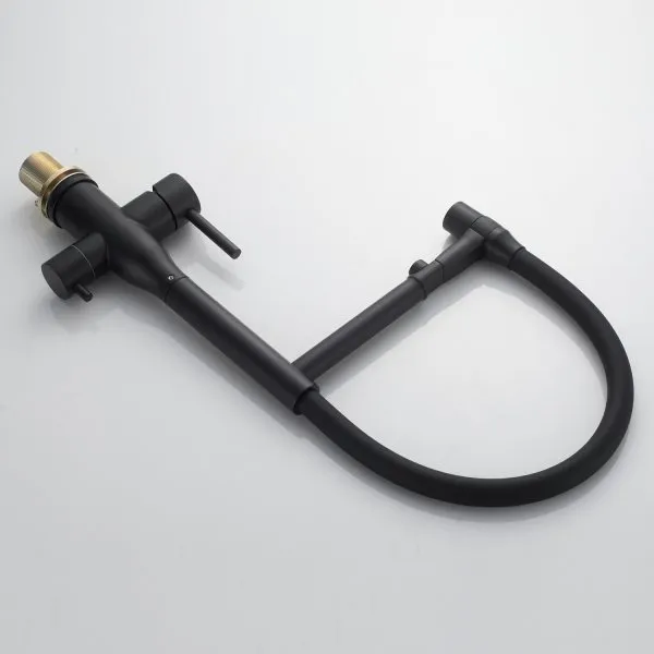 Смеситель для кухни с гибким изливом, с подключением фильтра Shevanik S378H, Черный