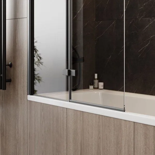 Шторка на ванну Teymi Anni 1400х1000, прозрачное стекло, профиль черный матовый T00280