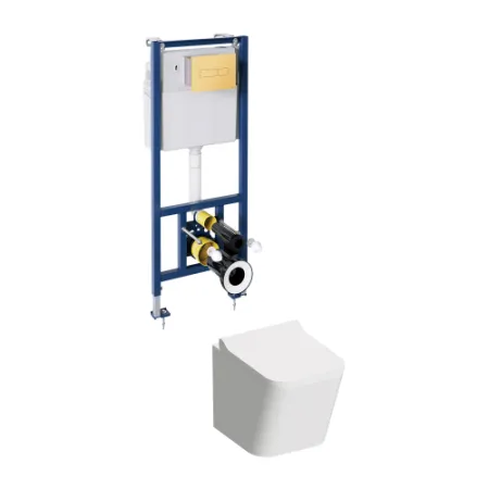 Комплект Omnires Fontana FONTANASETBPGL подвесной унитаз + инсталляция + кнопка смыва золото