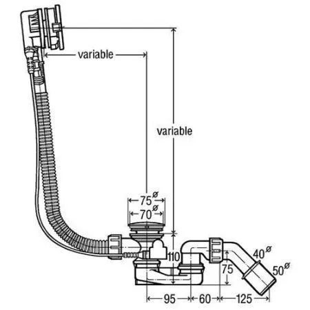 Слив-перелив Viega Simplex 728007 с наливом, хром