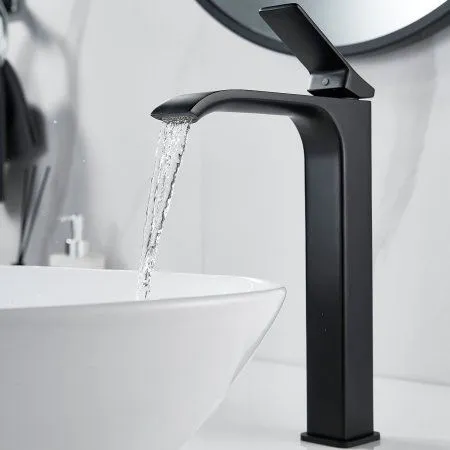 Смеситель для раковины однорычажный с гайкой Shevanik S4011H, Черный