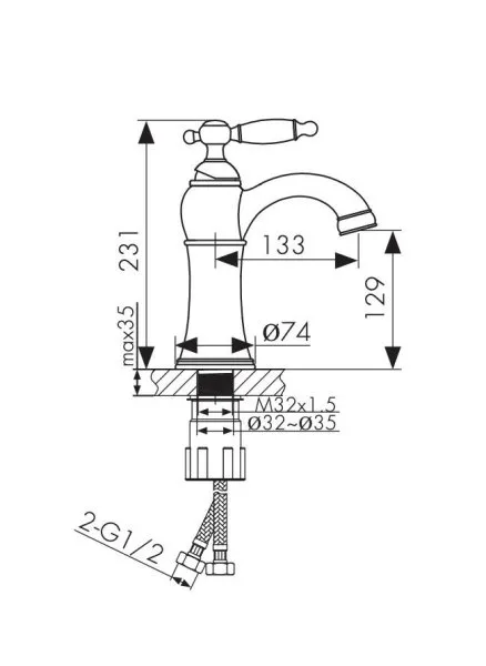 Смеситель для раковины Retro  KAISER золото - купить в Москве по низкой цене в интернет-магазине с доставкой по всей России | HITsant Смеситель для раковины Retro  KAISER золото