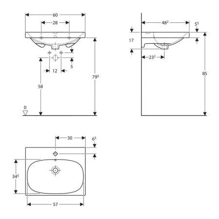 Раковина Geberit Acanto 500.620.01.2 60 белый - купить в Москве по низкой цене в интернет-магазине с доставкой по всей России | HITsant Раковина Geberit Acanto 500.620.01.2 60 белый