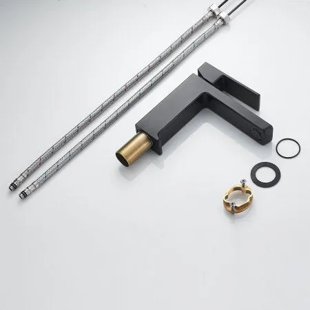 Смеситель для раковины однорычажный с гайкой Rose R1801H-1, Черный