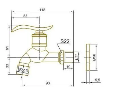 Сливной кран Bronze de Luxe (насадка-рассекатель) (21974/1)