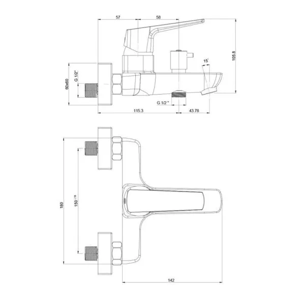 Комплект смесителя 3в1 Paini Bari RTUYCRFUSEZPT2XA3VUE1BVOR для раковины и ванны с душевым комплектом, хром