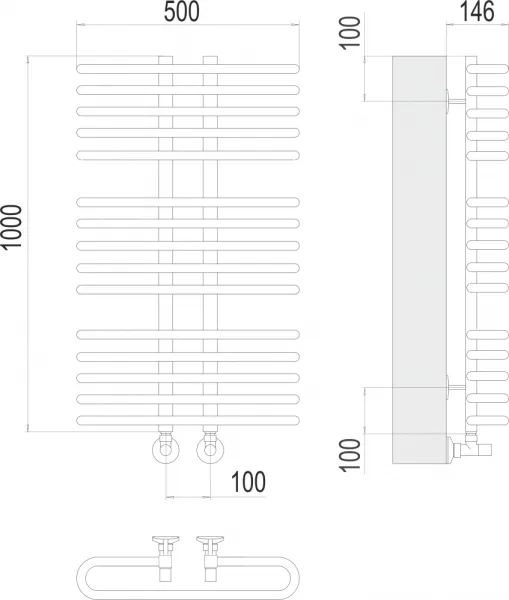 Полотенцесушитель водяной Terminus Сахара П15 500х1000 хром
