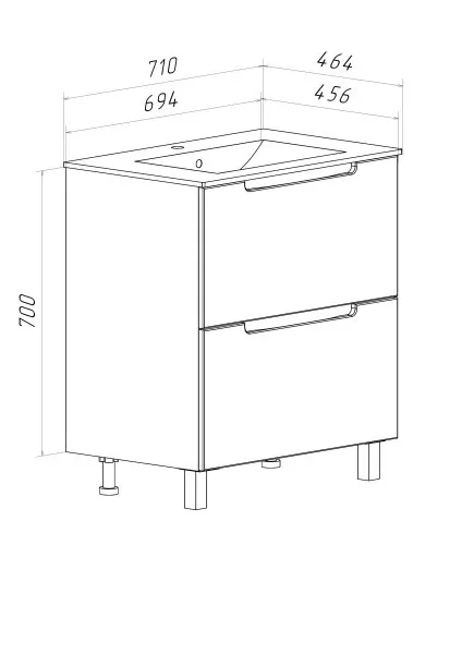 Тумба Runo Lina 70 напольная белая под умывальник Teffy 70 (00-00004642)