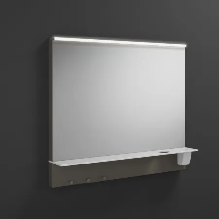 Зеркало Burgbad Eqio SEZQ090F2010 90х77 с полкой , светодиодной подсветкой, серый
