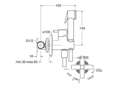 Гигиенический душ Cristina WJ67651 для биде, хром