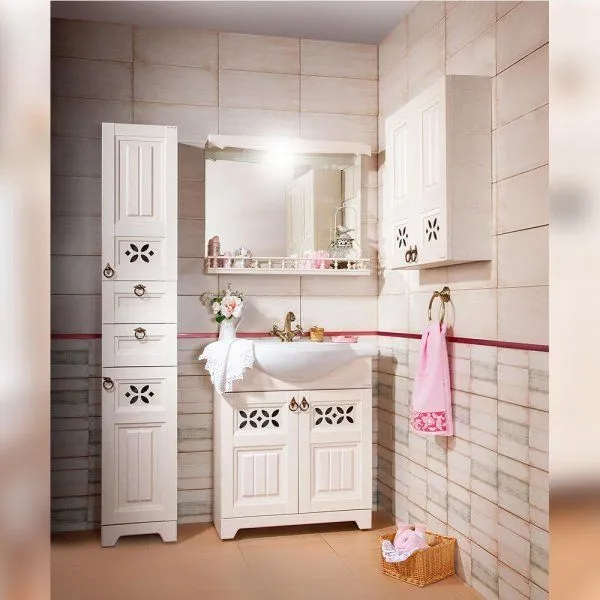 Тумба под раковину напольная Бриклаер КАНТРИ бежевый дуб прованс, 80 см