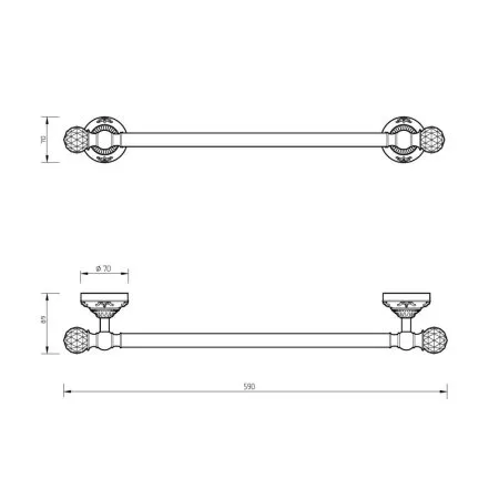 Полотенцедержатель Migliore Cristalia 16811 L60 хром/swarovski
